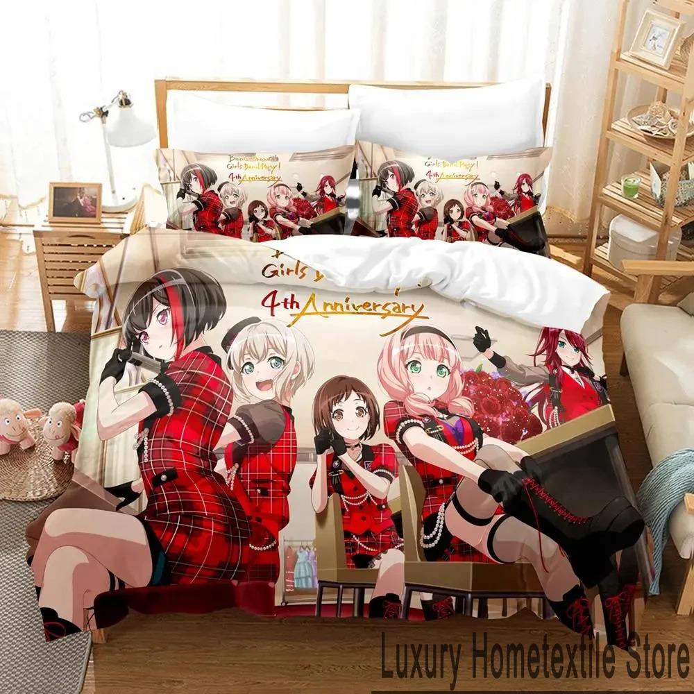 3D Печать BanG Dream Аниме Девушки Группа Вечеринка Комплект Постельного Белья Размер Twin Queen King Подушка Наволочка для Мальчиков Девочек Взрослых