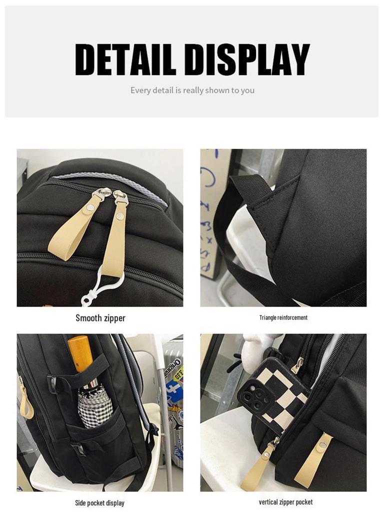 Fashionable Water-Repellent Student Backpack: Trendy High-Capacity Design for Couples