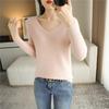 Spring and Autumn New V-Neck Long Sleeve Women's Bottom Knitted Sweater Top Autumn and Winter Slim-fit Tights Sweater Women's Inside