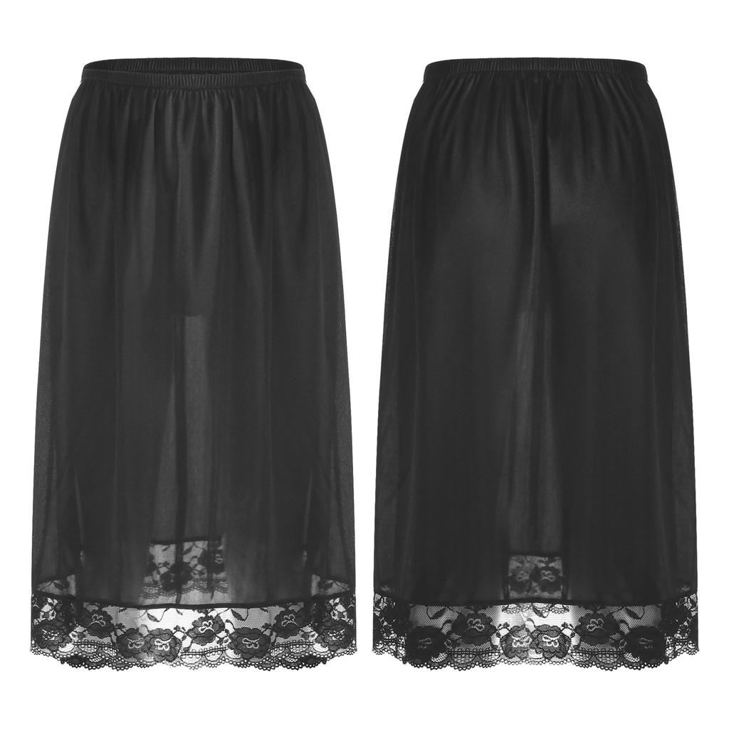 Женская стильная одежда, эластичный пояс, кружевная юбка с подолом, тонкая шелковая атласная однотонная внутренняя юбка