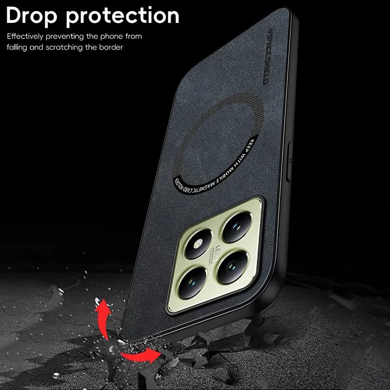 Для Xiaomi 14T 14T Pro Чехол для телефона из овчины с магнитным TPU и мягкими краями, с мелкими отверстиями, противоударный, против отпечатков пальцев