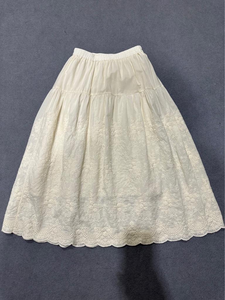 Johnature Женские юбки с японской вышивкой, летние повседневные однотонные свободные кружевные юбки с эластичной резинкой на талии Mori