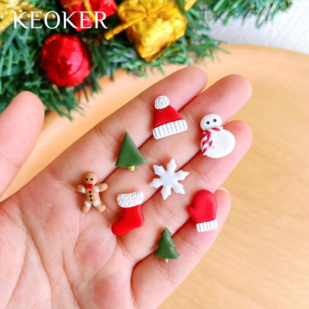 Keoker Christmas Polymer Clay Cutters - 10 Shapes, Christmas Tree Cutters for Polymer Clay Earrings