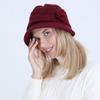 New Women's Knitted Bucket Hat Autumn and Winter Flowers Fashion Plus Velvet Thick Warm Hat