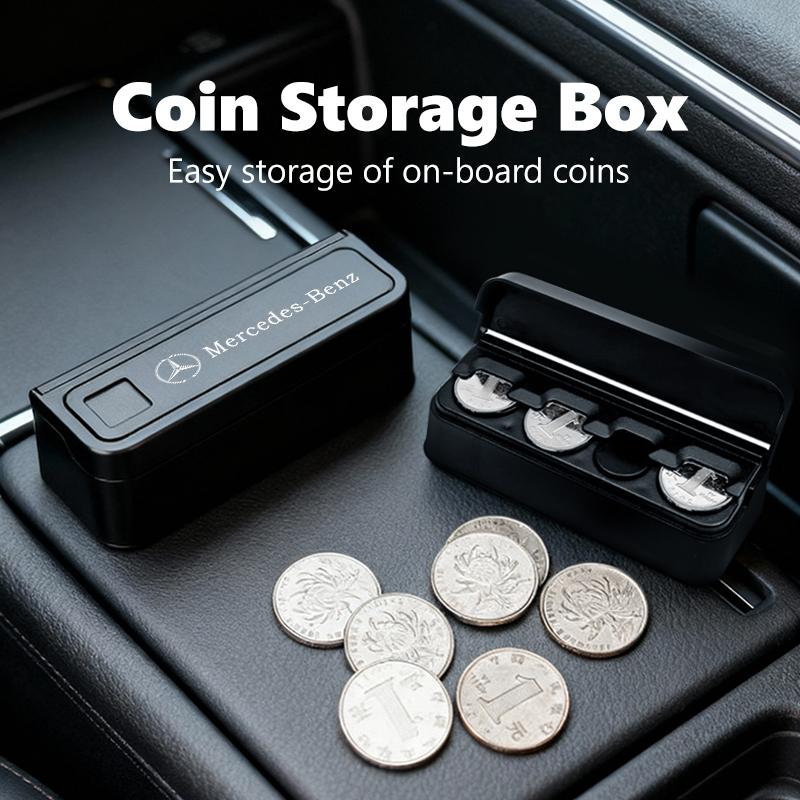 AABIA1 For Benz Car Coin Storage Box Money Boxes Small Coin Organizer Case Interior Accessories AMG VIANO GLB GLC W108 W124 W126 W169