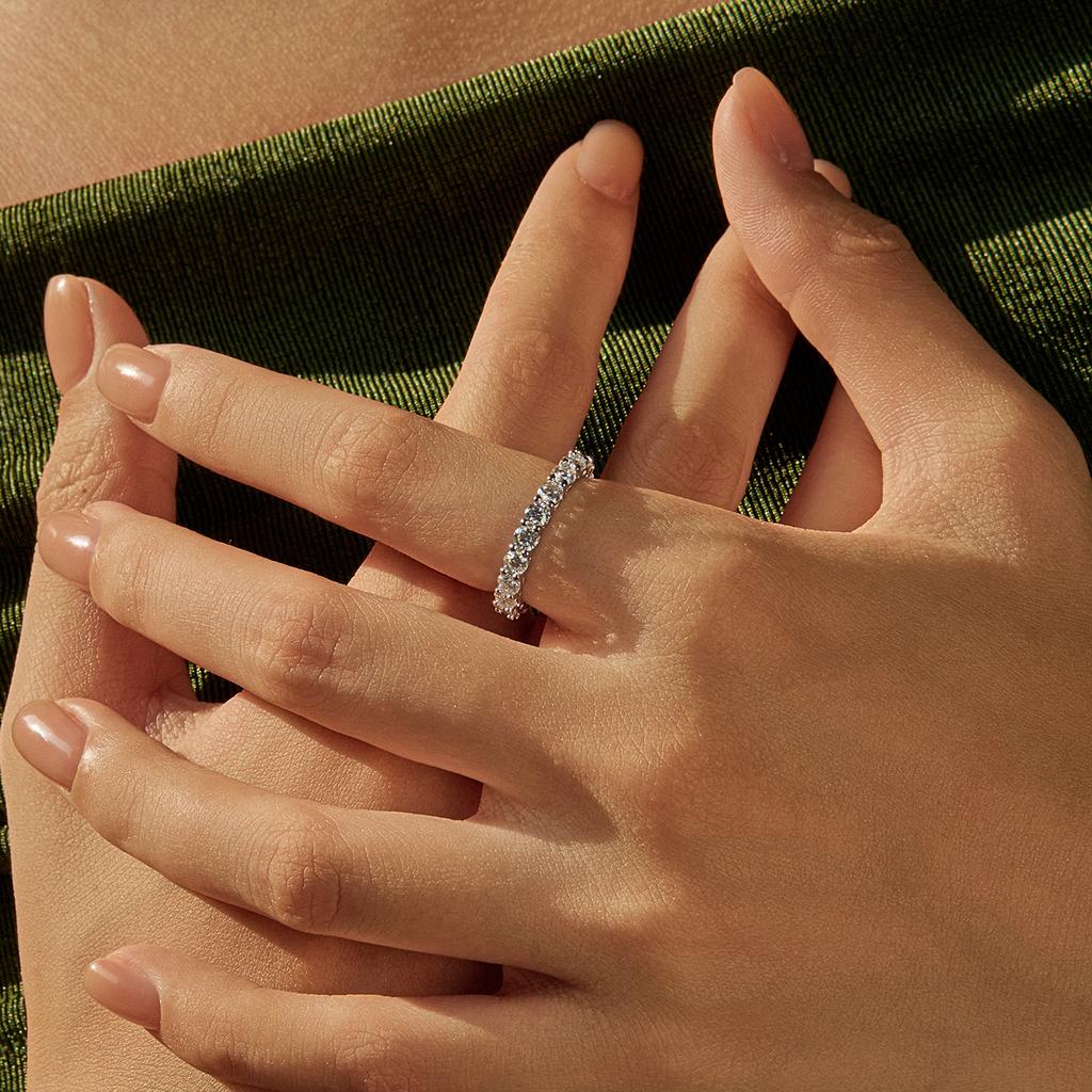 Dazzling D Color Moissanite Eternity Band Rings 925 Sterling Silver Luxury Stackable Fashion Ring for Women Fine Jewelry