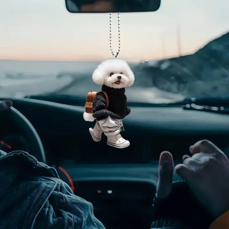Новый милый кулон в виде щенка на рюкзаке, модный акриловый плоский автомобильный кулон, брелок-подвеска