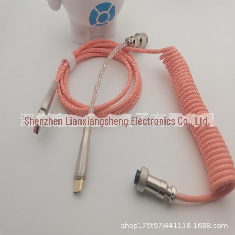 Настраиваемый светящийся металлический пружинный кабель USB-C для передачи данных для механических клавиатур
