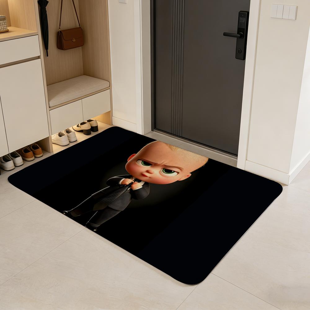 movie T-The Boss Baby Floor Mat Flannel Door Mat Non-Slip Absorbent Washable Indoor Home Rug