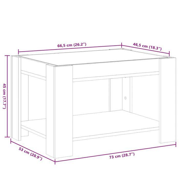 VidaXL Coffee Table with LED Concrete Grey 73x53x45 Cm Engineered Wood, Side Table, Living Room Table, Side Table, End Table 847549