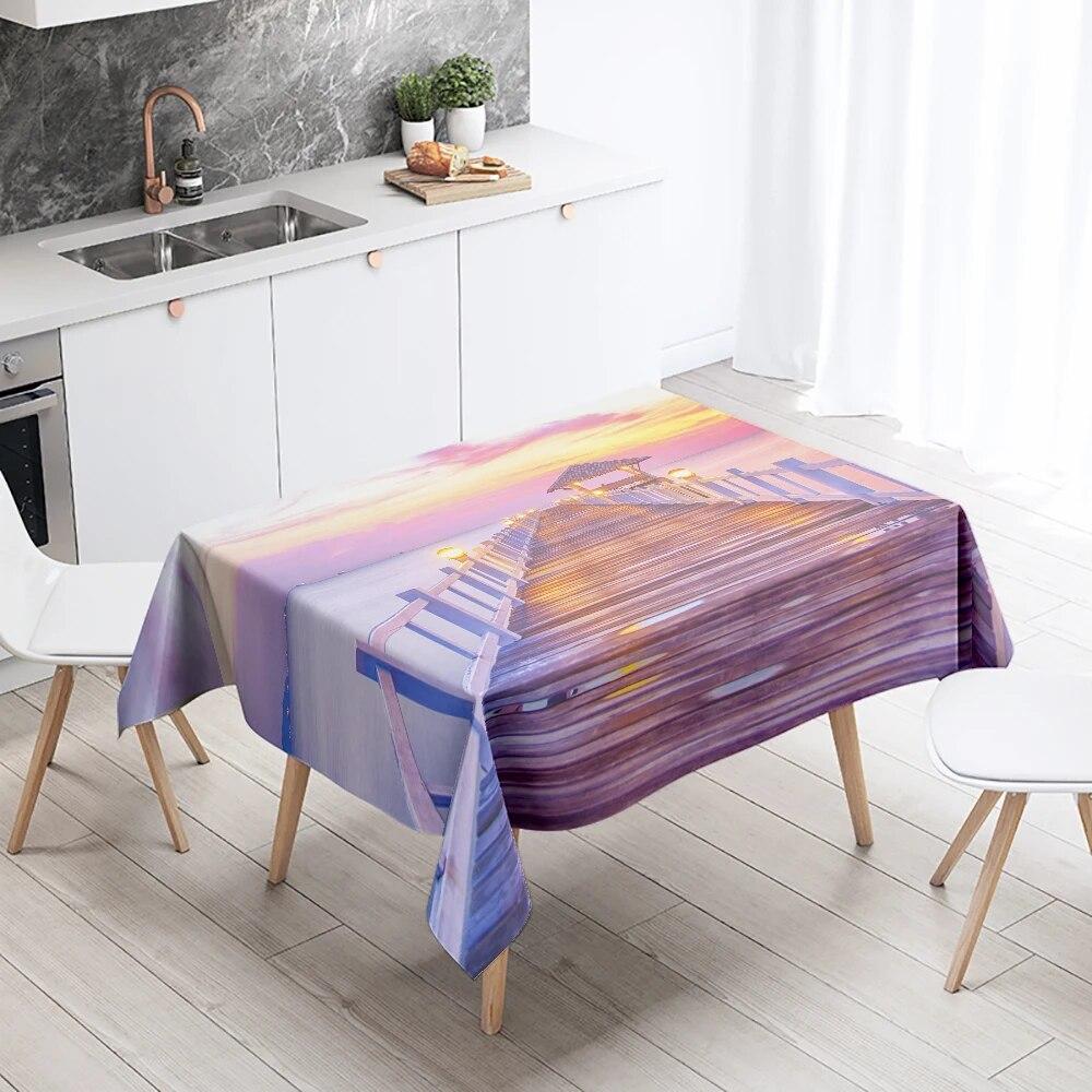 Natural Scenery Tablecloth Sunset  Anti-fouling Waterproof Rectangular Kitchen Dining Table Home Decoration