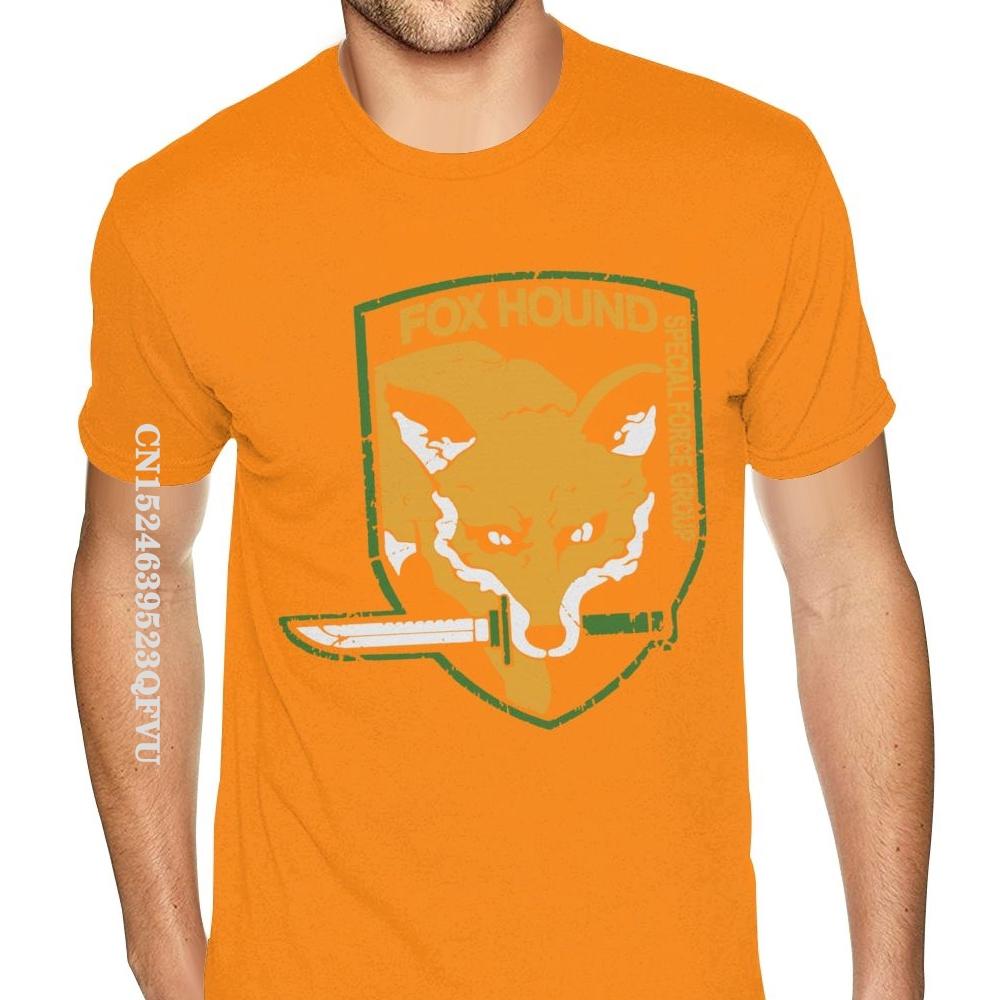 Футболки с принтом Metal Gear Solid Fox Hound для мужчин, популярные футболки в английском стиле для мужчин, футболки из цельного хлопка в готическом стиле