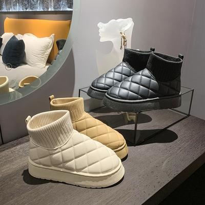 Уличная плюшевая женская водонепроницаемая хлопковая обувь. Модные женские короткие ботинки. Универсальные и простые женские зимние ботинки.