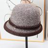 Autumn and winter retro knitted bucket hat women's curled short-brimmed top hat elegant middle-aged mother hat foreign style versatile thermal hat