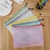 5 Pcs Stationery Storage Folder File Mesh Zipper Pouch A5 Mix Color Document Bag Zip File Folders School Office Supplies