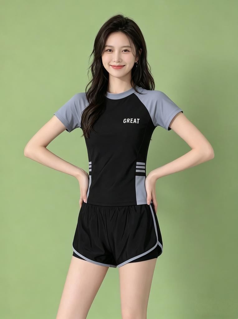 New women's skirt-style one-piece small and fresh women's swimsuit conservative and thin long-sleeved student hot spring swimsuit