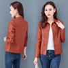 Leather Women's Short Style Plus Velvet Autumn and Winter Korean Version Is Thin and Versatile Lapel Motorcycle PU Leather Jacket Western Style Jacket