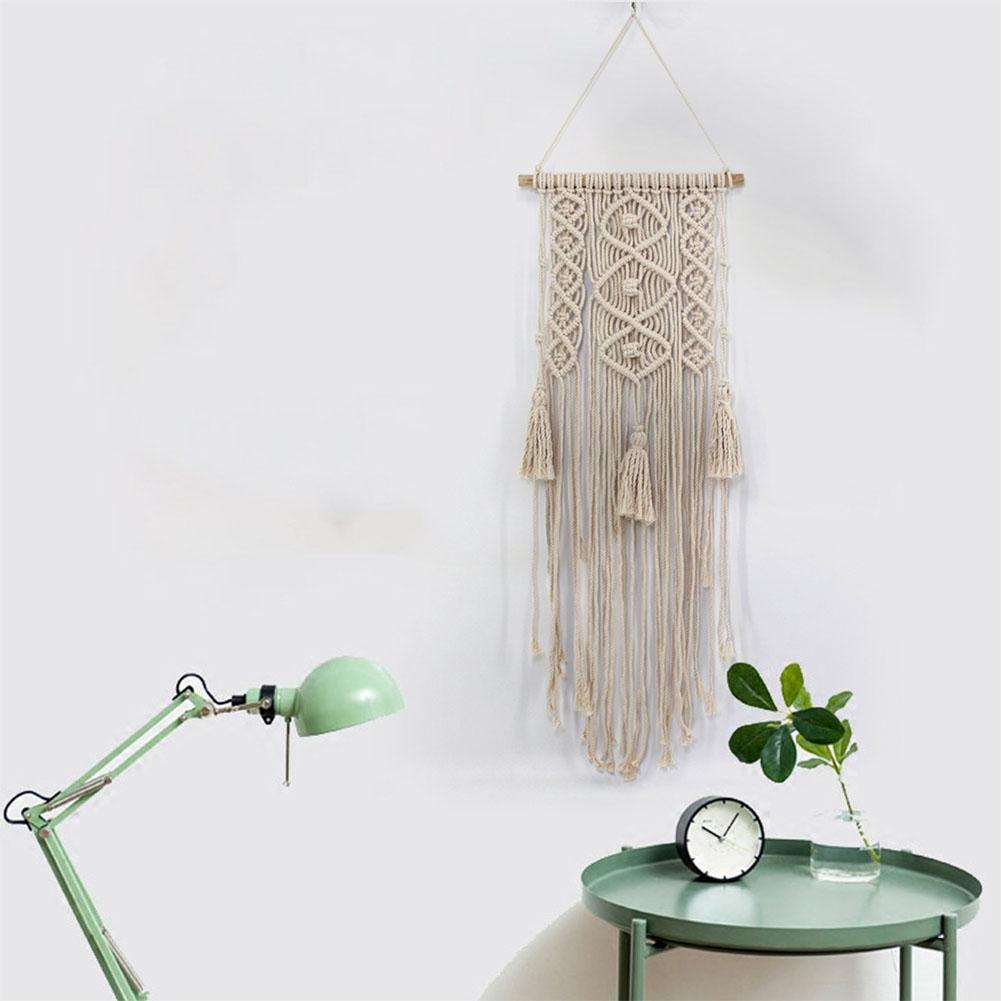 Macrame Wall Art Handmade Cotton Wall Hanging Tapestry with Lace Fabrics Bohemian Hanging Decoration Best Gift