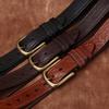 Утолщенный грубый африканский бизон кожаный ретро-усадочный ремень мужской кожаный грубый узор первый слой коровьей кожи с узором из дерева джинсовый ремень