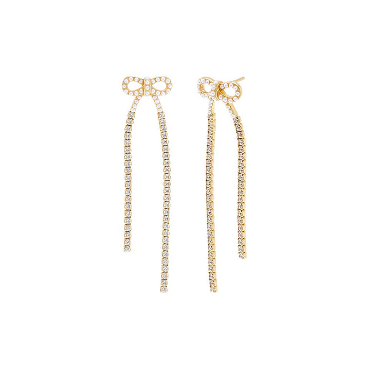 2024 Fashion Women Jewelry Thin CZ Tennis Tassel Chain Cute Bow Earring