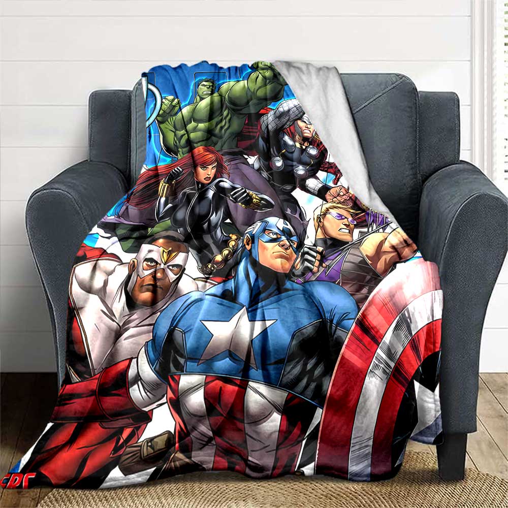 Superhero Team-Up Cozy Blanket Comfortable ure Versatile for Sofa Couch Office Bed Picnics Ideal for All Seasons Digital Print Gifts For Family Y8