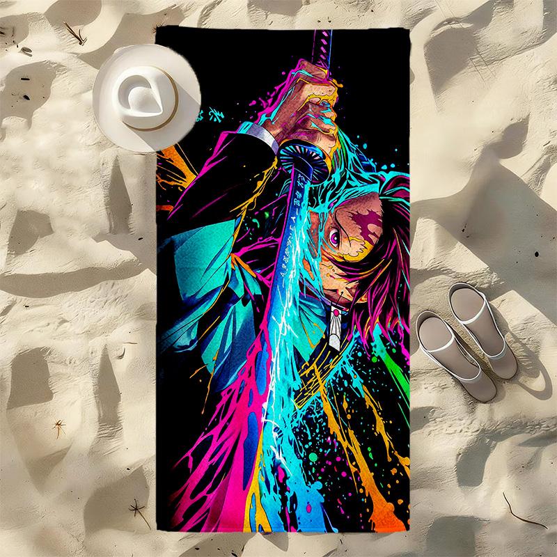 Colorful Movement Stylish Digital Printing Beach Towel Quick‑Drying Absorbent Blanket for Beach Pool Gym Travel