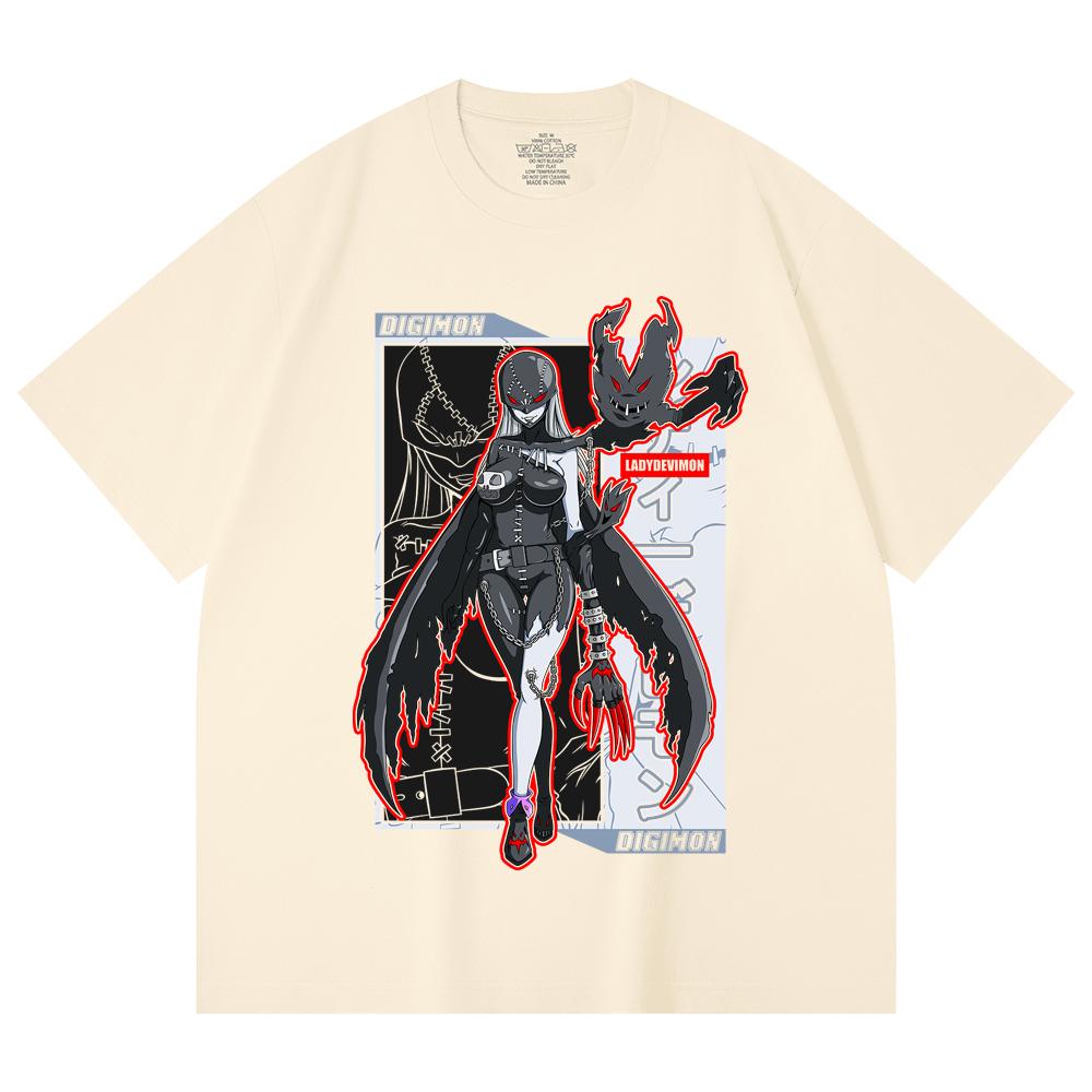 230 Gsm 100% Cotton Digimon V8 Lady Devimon Print Unisex Heavy Cotton T Shirt