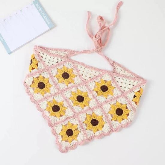 Готический вязаный крючком головной платок с цветочным узором на шнуровке, дышащий эластичный головной убор с растительным узором, аксессуары для волос