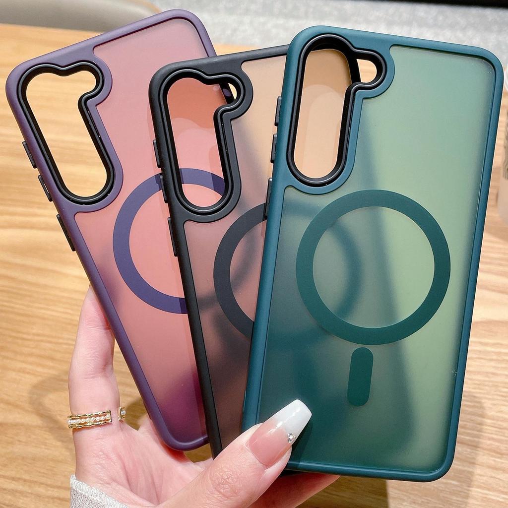 Магнитный матовый чехол для Samsung S23+, S24, S24Pro, S24Ultra и S22 — полупрозрачный, высококачественный дизайн