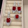 2025 Retro Ruby Jewelry Set 925 Sterling Silver Engagement Ring Earrings Necklace Women's Party Gift