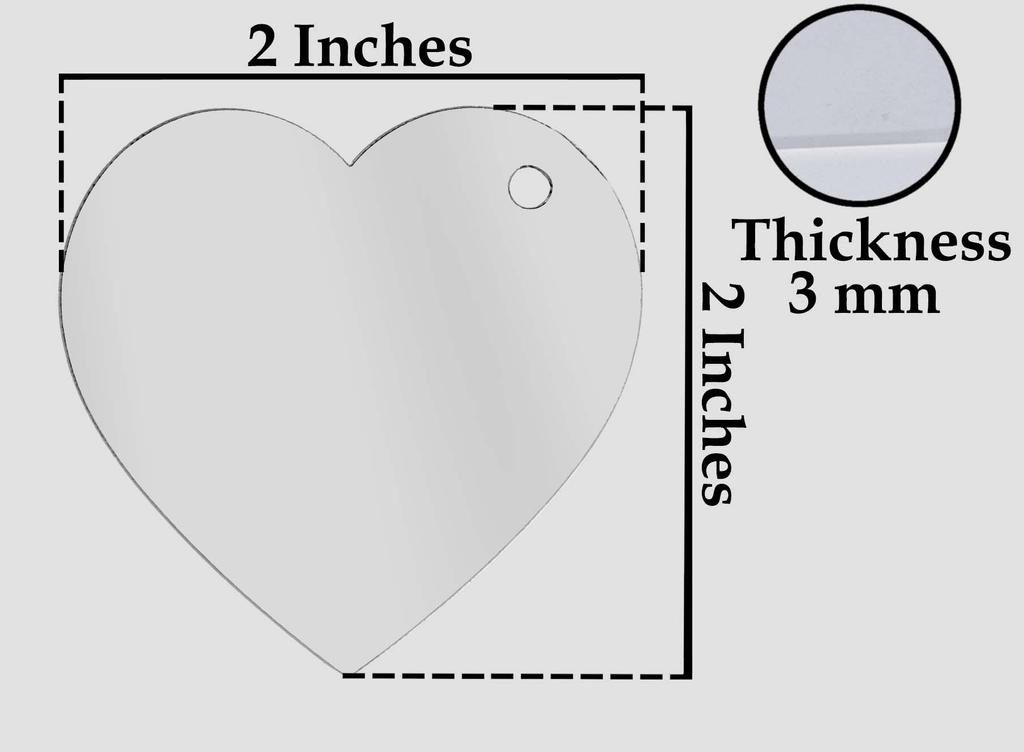 Traceease 2" Inches Heart Shape With Hole Clear Acrylic Ornament Blank Transparent Keychain Pendants for DIY Crafts Projects