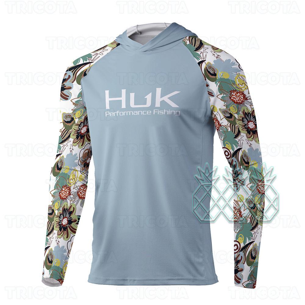 Cross-border HUK fishing suit outdoor hooded long-sleeved sunscreen T-shirt breathable Luya fishing suit UV protection ice silk