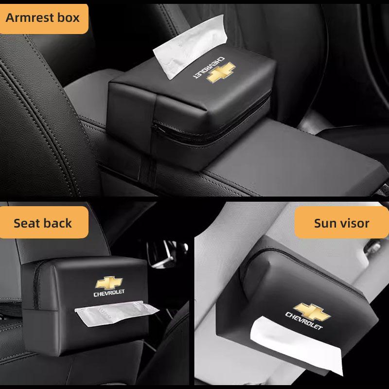 PU Leather Car Tissue Box Holder Interior Accessories Tire Valve For Chevrolet Spark Captiva Cruze Malibu Equinox Trax Camaro