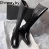 Vintage Thick Heel Women Knee High Boots Fashion Side Zippers Shoes Autumn Winter Ladies Concise Long Botas De Mujer