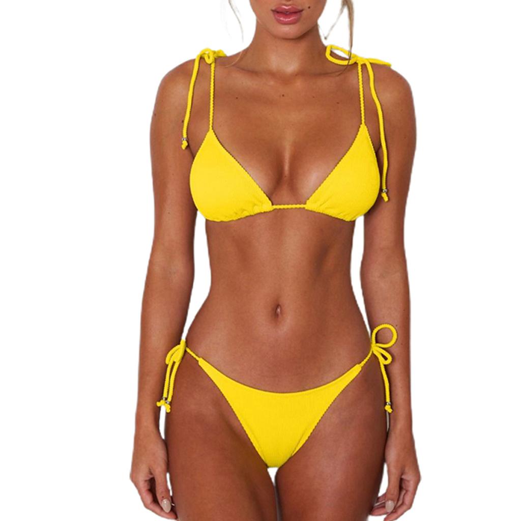 Женский комплект бикини с мягкими повязками и ремешками, купальник пуш-ап, купальник, стринги
