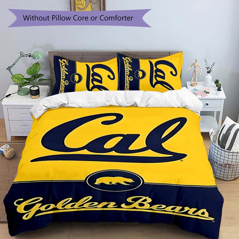 3pcs California Golden Bears pattern bedding set duvet cover set includes duvet cover &pillowcases,perfect all season bedroom decoration&gift