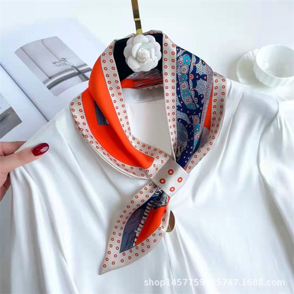 Silk Scarf Small Long Square Scarf Women'S High-End Neck Protection Scarf Professional Matching Shirt Scarf