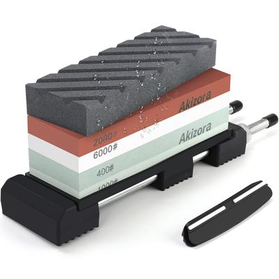 Akizora Заточка ножей 400 1000 2000 с универсальным точильным камнем с фиксированным углом, грубый, средний, идеально подходит для заточки ножей, точильный камень, камень, 6000,