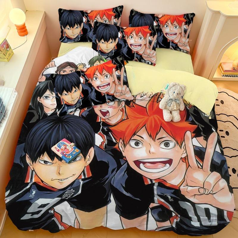 Пододеяльник Haikyuu Волейбол Молодежный 3D Бокуто Манга Коллаж Печать Комплект постельного белья Одеяло Кровать Молодежный Домашний Декор Девочки Мальчики Подарок