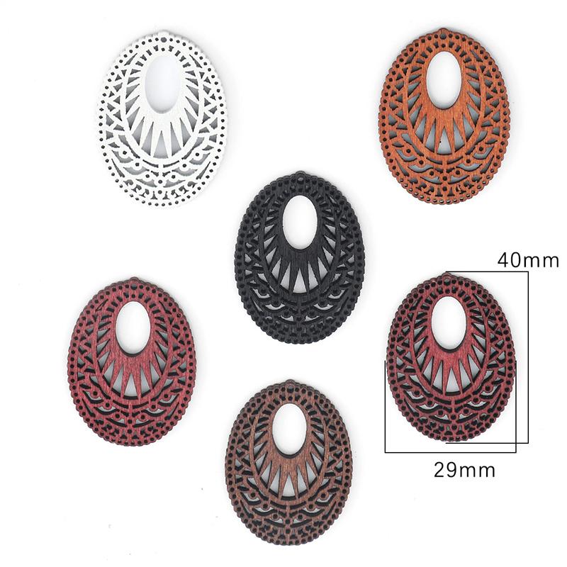 10шт деревянные полые резные орнамент аксессуары для DIY серьги ювелирных изделий ремесло