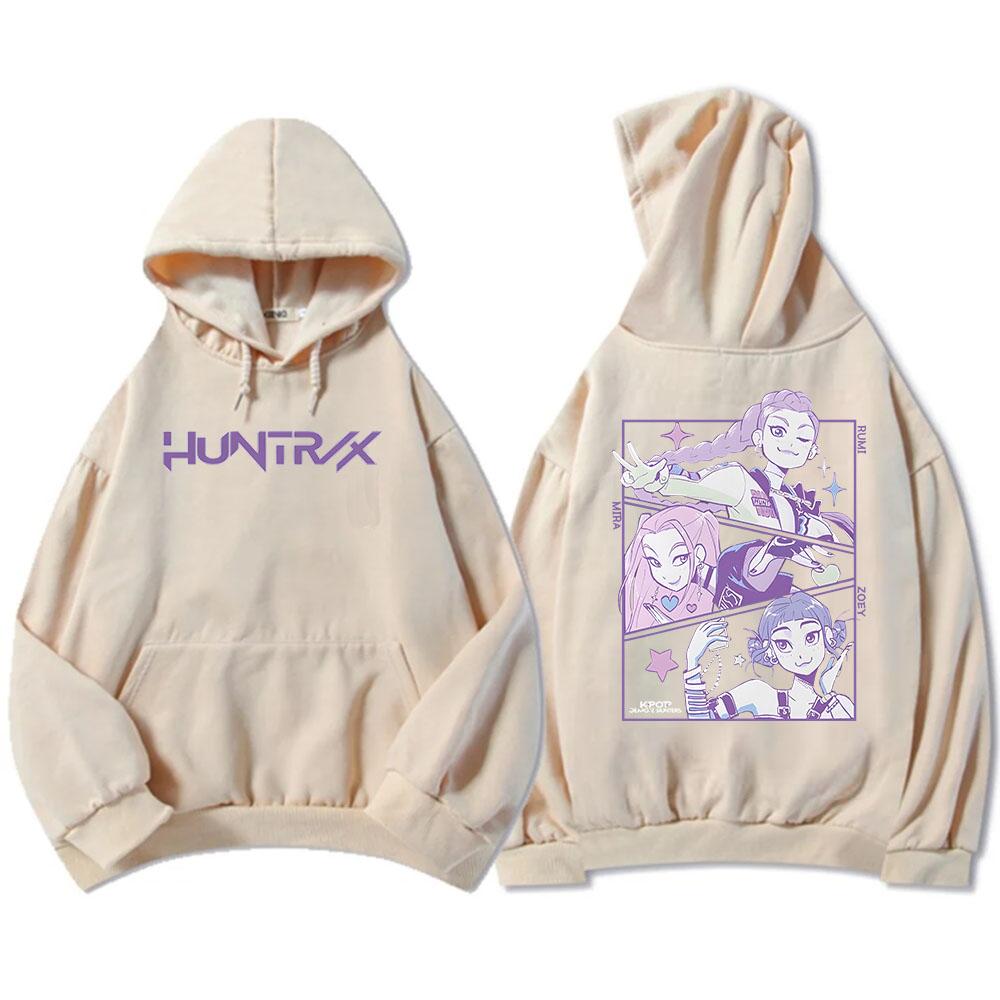 Men Women KPop Demon Hunters Graphic Hoodies Sweatshirts Fleece Warm Hooded Pullovers Long Sleeves Fleece Oversized Street Wear