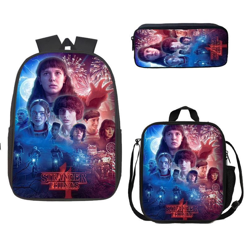 Школьная сумка, Пенал, Сумка для еды Stranger Things, Карта Z, Трехсекционный рюкзак большой емкости, Цветной