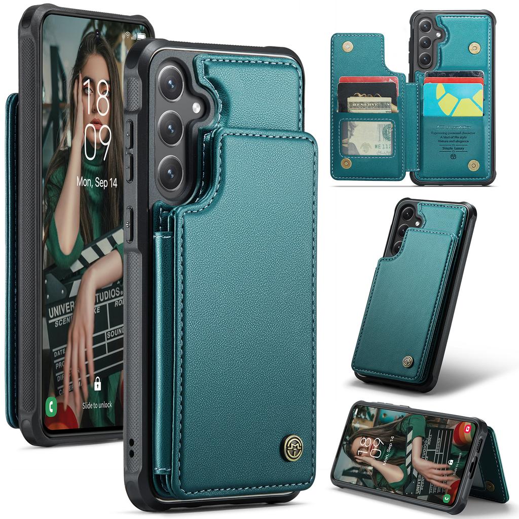 For Samsung Galaxy S25+ Case with RFID Blocking 5 Card Slots CASEME C22 Leather Back Cover