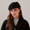 Women's Temperament Mesh Top Hat, Wool Felt Hat, British Retro Hat, Fashionable Bow Beret Hat