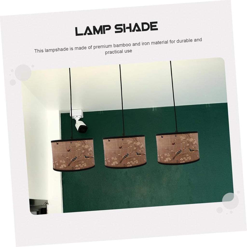 Абажур для барабанной лампы E27 Винтажный абажур Птицы Цветок Люстра Лампа Сменные световые аксессуары для подвесного торшера, 30X30x20СМ