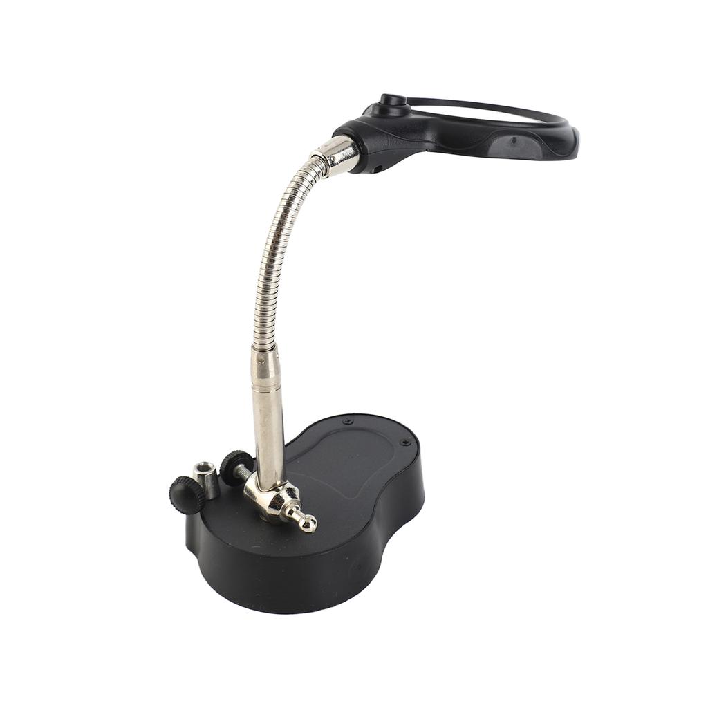 LED Magnifying Magnifier Glass with Light On Stand Clamp Arm for Jewellery Making Black