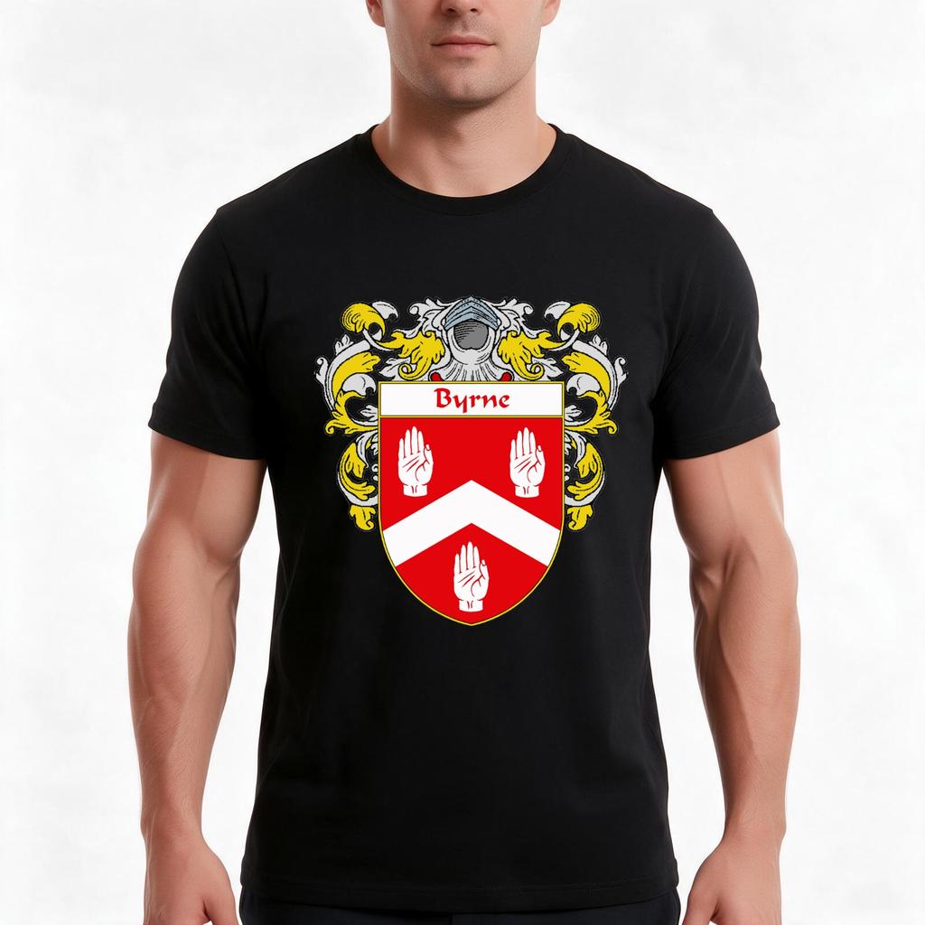 Byrne Coat of ArmsFamily Crest TShirt Summer Casual Cotton Tee Oversized Streetwear Tops Vintage Graphic Print Cotton