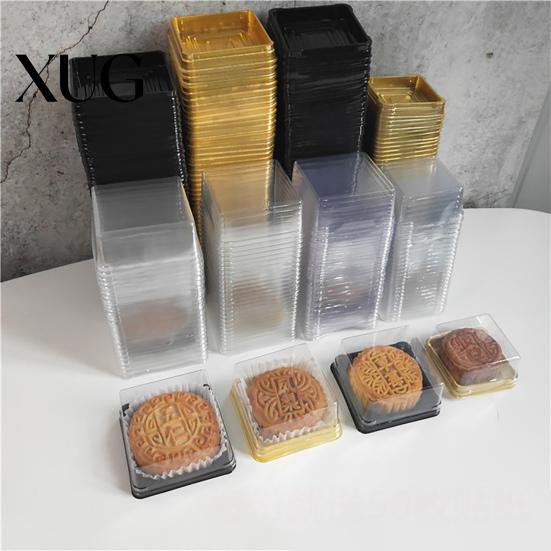 Cake Container 50 Set Box Beautiful Appearance Disposable Plastic Mini Pod Dessert Clear Square Moon for Pastries