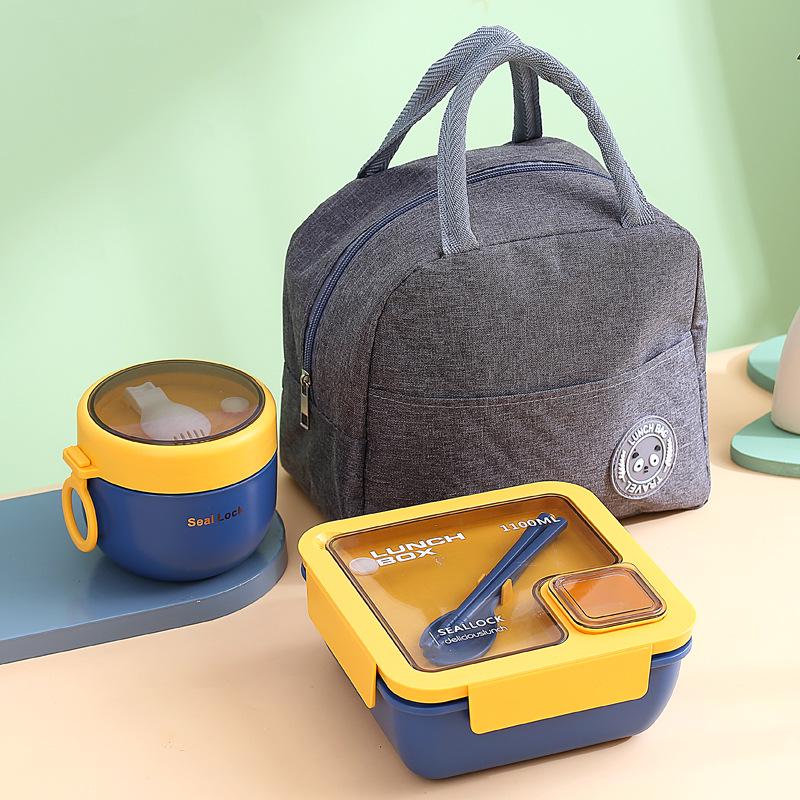 Portable Japanese Single-Layer Lunch Box - Microwave Safe, Sealed, with Compartments for Students or Salads