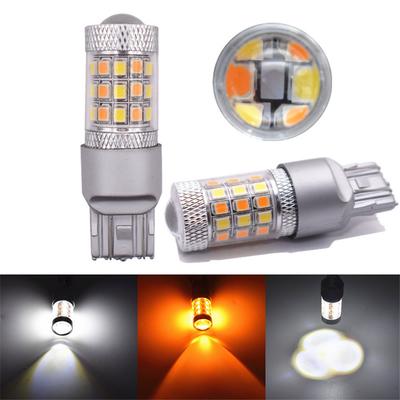 7443 42SMD 2835 Светодиодные лампы Поворотник Переключаемый Белый/Янтарный Без ошибок Лампы поворотников 2 шт.